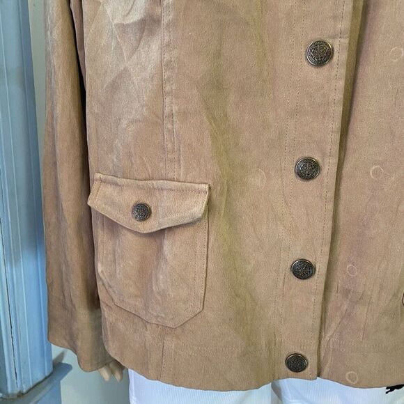 VTG Hastings & Smith Women Jacket Sz L Tan Snap Button Pocket Western Old Money - Picture 6 of 11